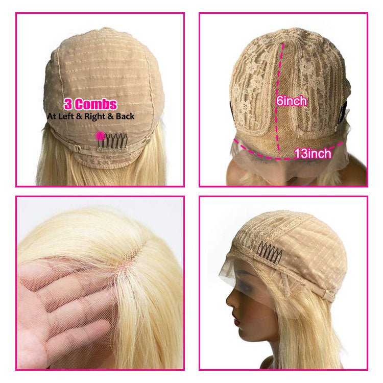 13x1 T Part Lace Frontal 613 Bob Wig Virgin Human Hair Pre Plucked - Superlovehair