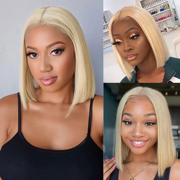13x1 T Part Lace Frontal 613 Bob Wig Virgin Human Hair Pre Plucked - Superlovehair