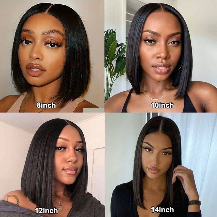 13x1 T Part Short Bob Lace Front Wigs Human Hair Straight Bob Wig - Superlovehair