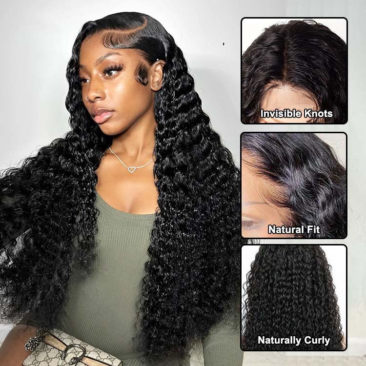 13x4 HD Transparent Lace Frontal Water Wave Wigs with Baby Hair - Superlovehair