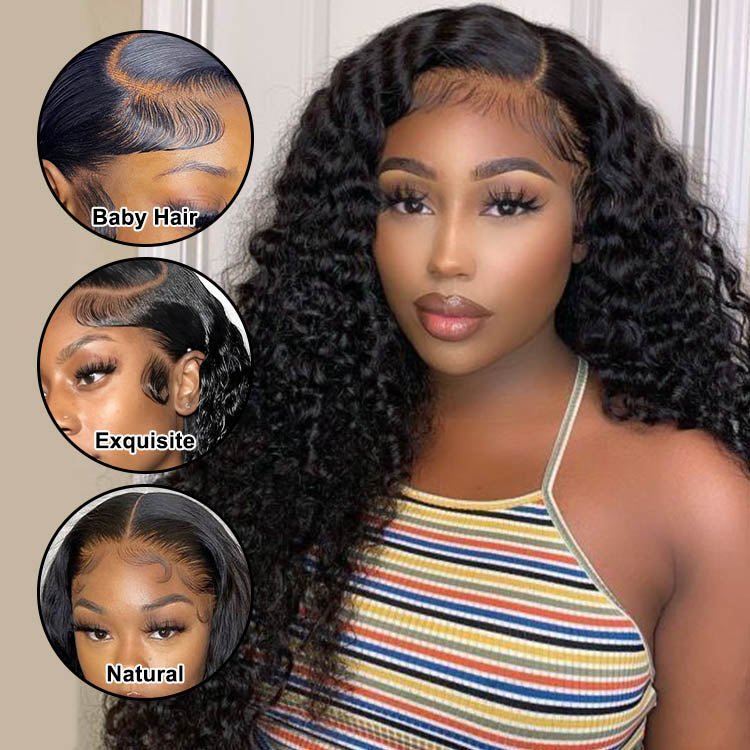 13x4 HD Transparent Lace Frontal Water Wave Wigs with Baby Hair - Superlovehair