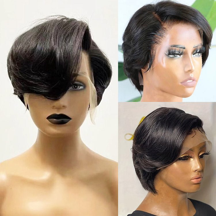 13x4 Lace Front Pixie Cut Wig Straight Hair Ear to Ear Lace Front Human Hair Wig Glueless Short Wigs - Superlovehair