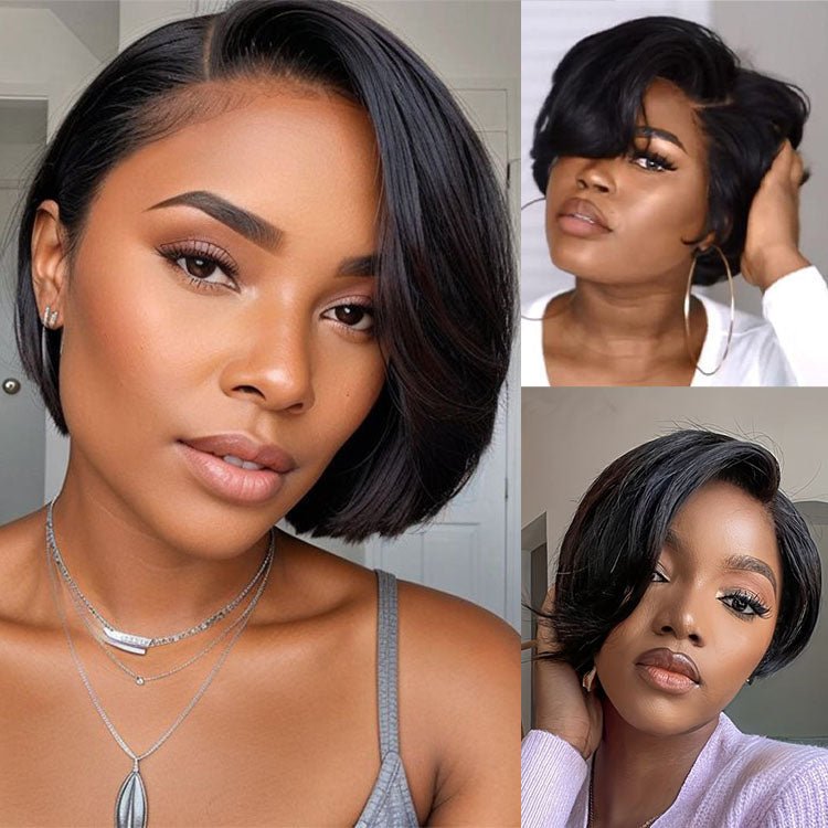 13x4 Lace Front Pixie Cut Wig Straight Hair Ear to Ear Lace Front Human Hair Wig Glueless Short Wigs - Superlovehair