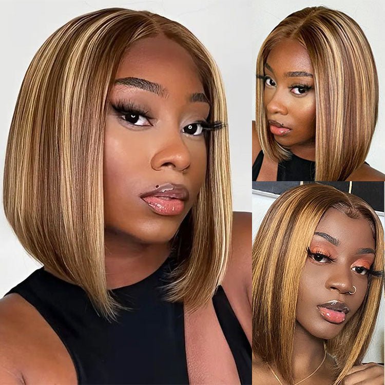 13x4 Lace Frontal Highlight Bob wig Remy Hair - Superlovehair