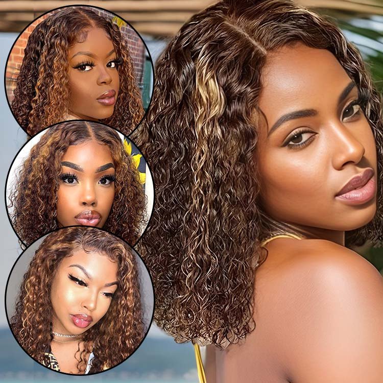 13x4 Lace Frontal Highlight water Bob wig - Superlovehair