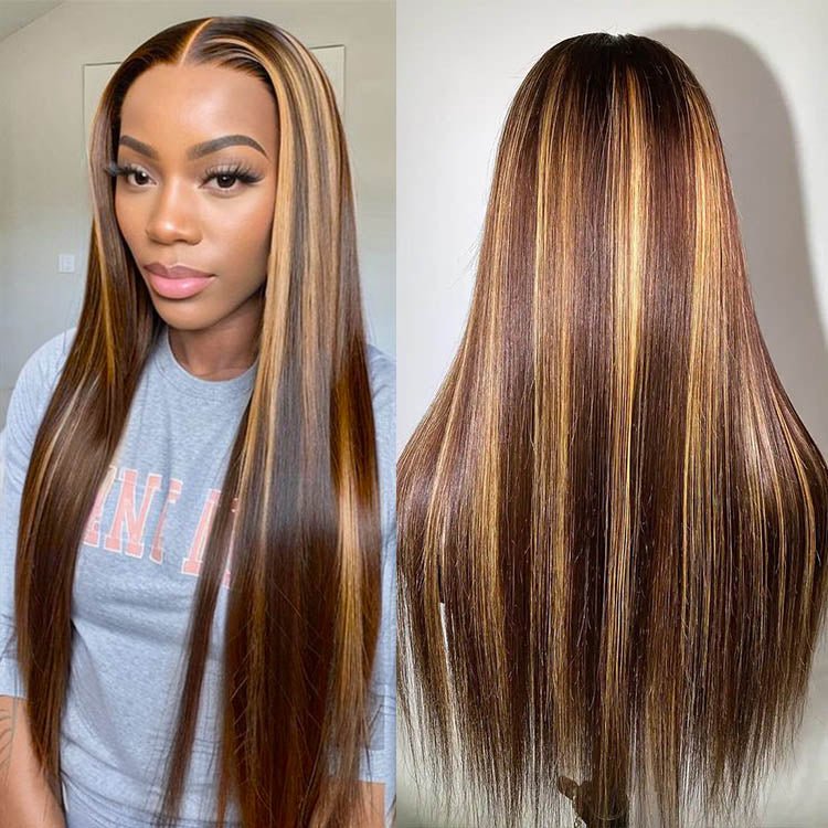 13x4 Lace Frontal Wig 20 Inch Straight #4/27 Colored - Superlovehair