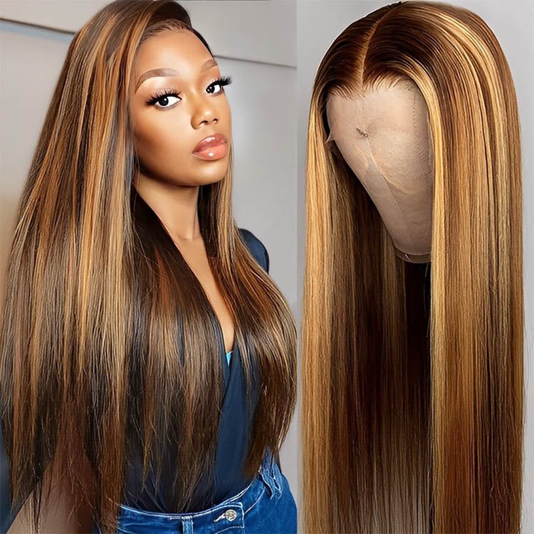13x4 Lace Frontal Wig 20 Inch Straight #4/27 Colored - Superlovehair