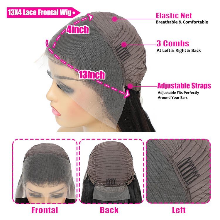 13X4 Transparent Lace Frontal Body Wave Wig Human Hair Pre Plucked With Baby Hair - Superlovehair