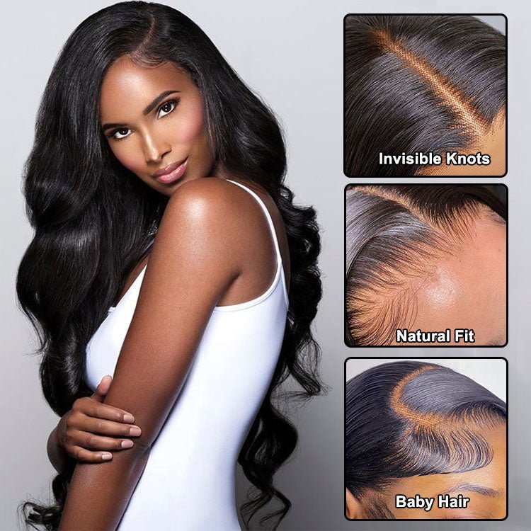 13X4 Transparent Lace Frontal Body Wave Wig Human Hair Pre Plucked With Baby Hair - Superlovehair