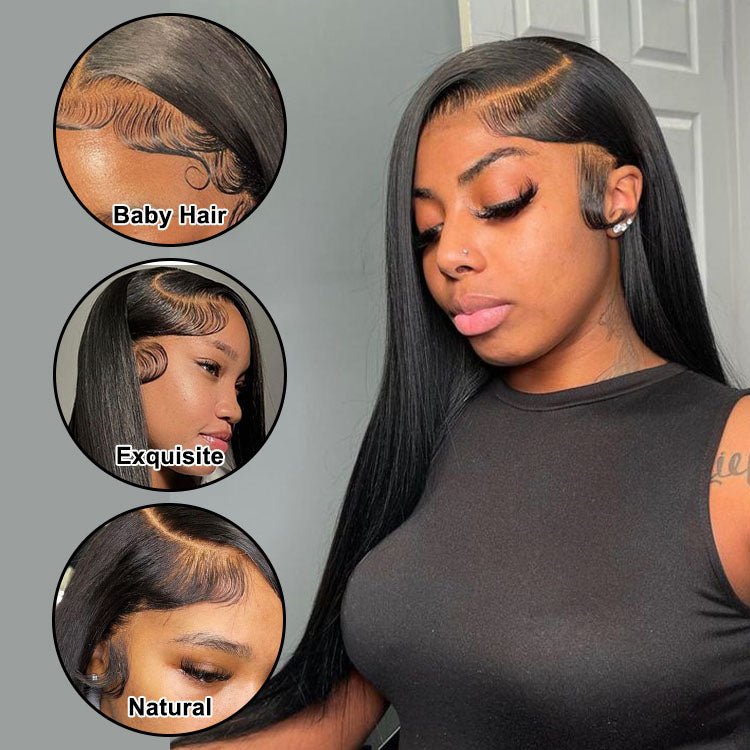 13x4 Transparent Lace Frontal Wigs Straight Hair Pre Plucked Malaysian Human Hair Wigs - Superlovehair