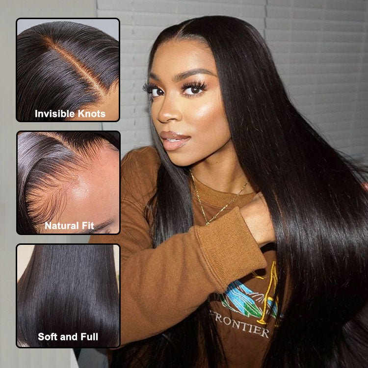 13x4 Transparent Lace Frontal Wigs Straight Hair Pre Plucked Malaysian Human Hair Wigs - Superlovehair