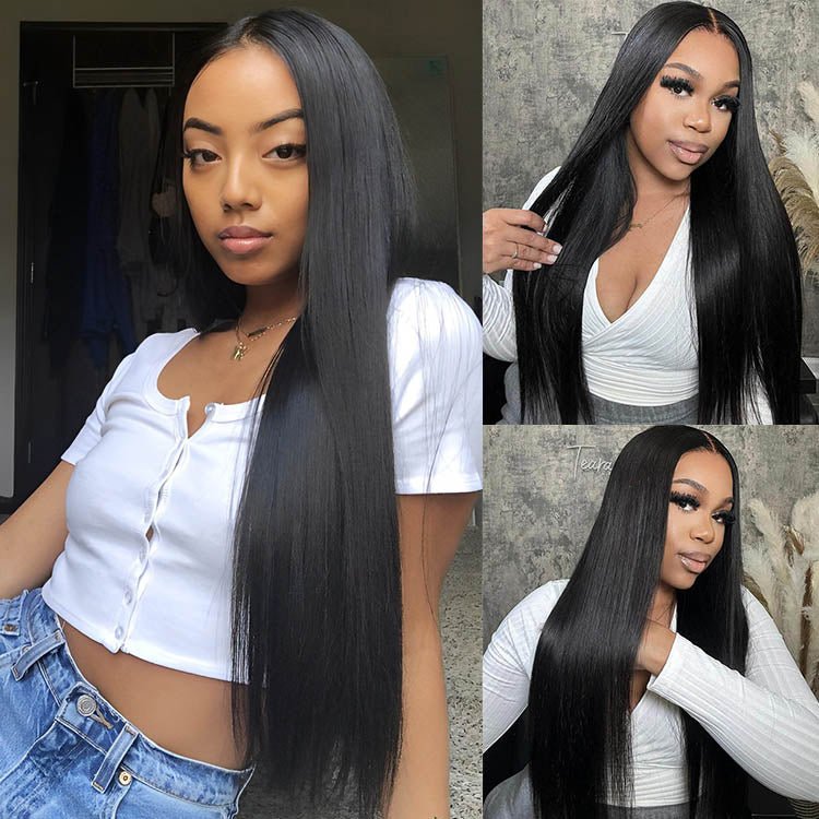 13x6 Lace Front Straight Transparent Peruvian Wigs Human Hair Pre Plucked with Baby Hair - Superlovehair