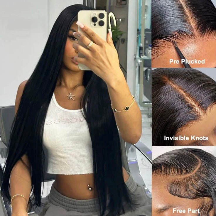 13x6 Lace Front Straight Transparent Peruvian Wigs Human Hair Pre Plucked with Baby Hair - Superlovehair