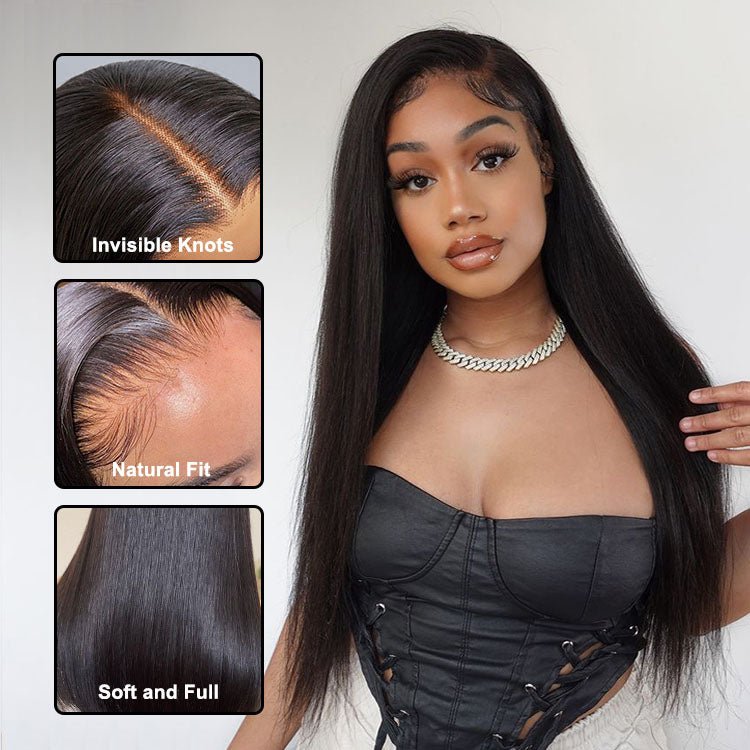 13x6 Straight Brazilian Human Hair HD Transparent Lace Front Wig 20inch With Baby Hair - Superlovehair