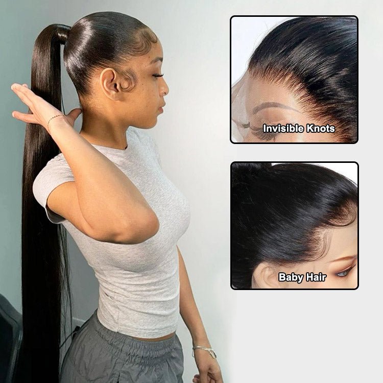 360 Lace Frontal Wig Mongolian Straight Human Hair Wig for Black Women Natural Color Remy Hair - Superlovehair