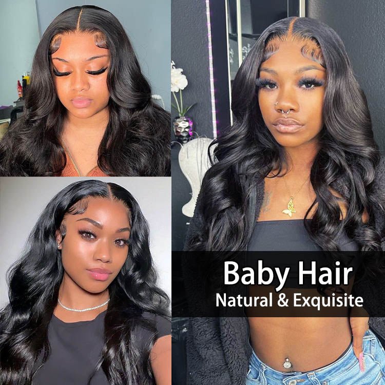 4x4 Body Wave Indian Human Hair Remy Hair Wigs Natural Black With Baby Hair - Superlovehair