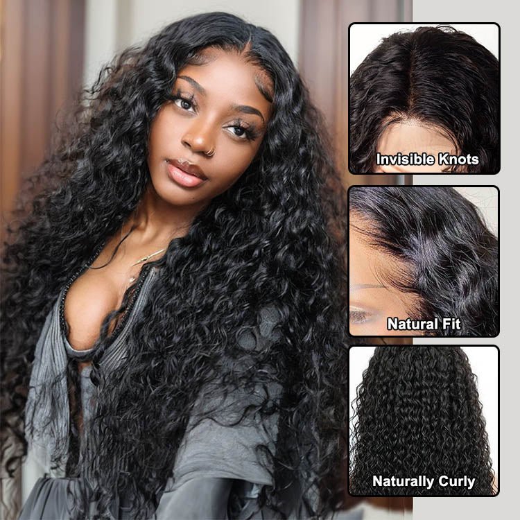 4x4 HD Transparent Lace Closure Wigs Water Wave Wig Indian Human Hair - Superlovehair