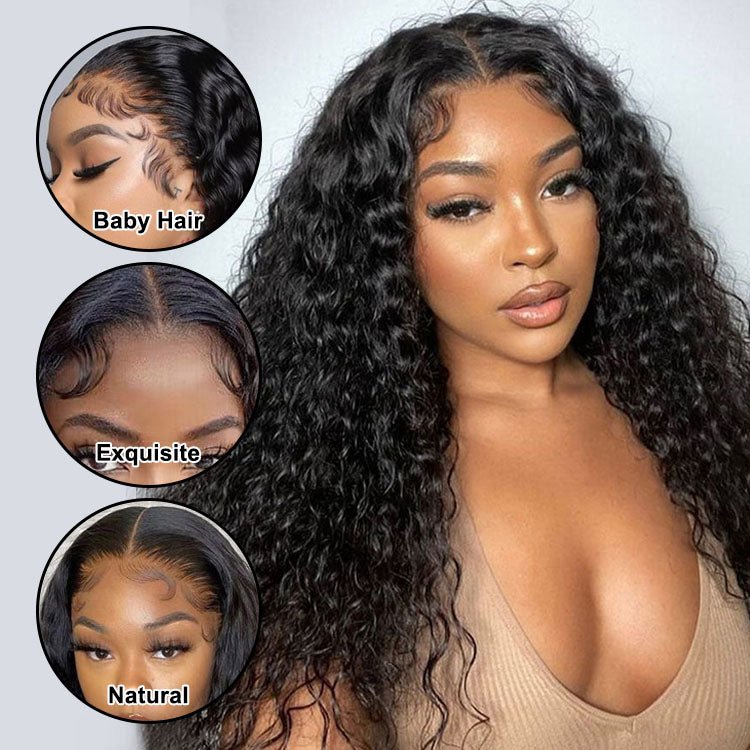 4x4 HD Transparent Lace Closure Wigs Water Wave Wig Indian Human Hair - Superlovehair