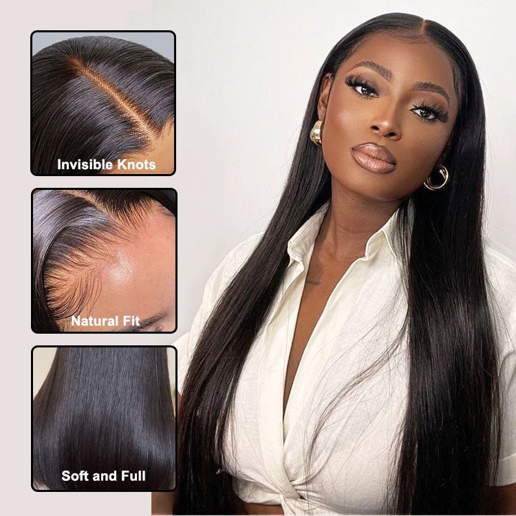 4x4 Lace Closure 20inch Straight Natural Black Wig - Superlovehair