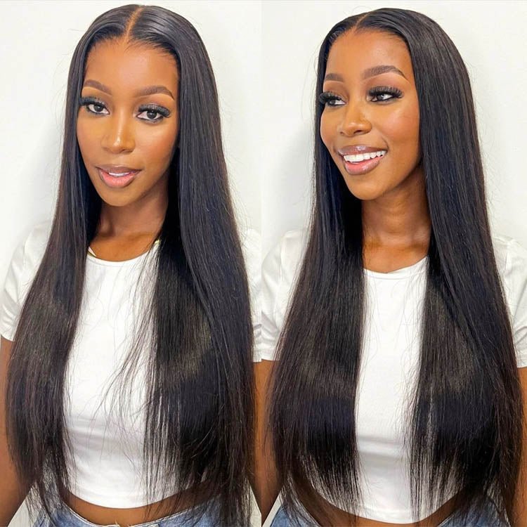 4x4 Lace Closure Wig for Black Women Straight Malaysian Human hair Pre Plucked with Baby Hair - Superlovehair