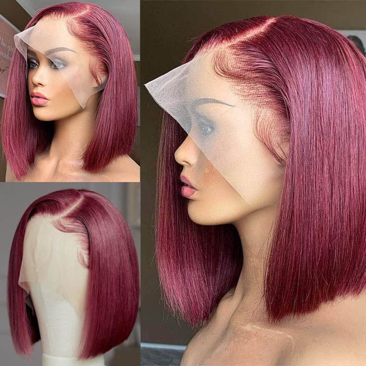 99J 13x4 Lace Front Short Bob Wig Brazilian Hair - Superlovehair