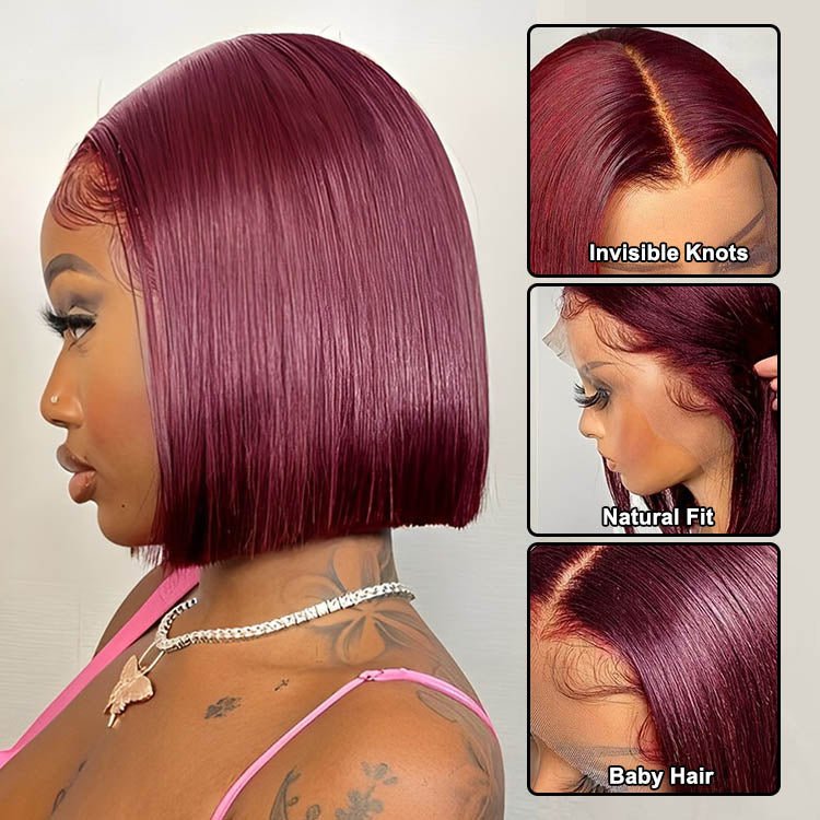99J 13x4 Lace Front Short Bob Wig Brazilian Hair - Superlovehair