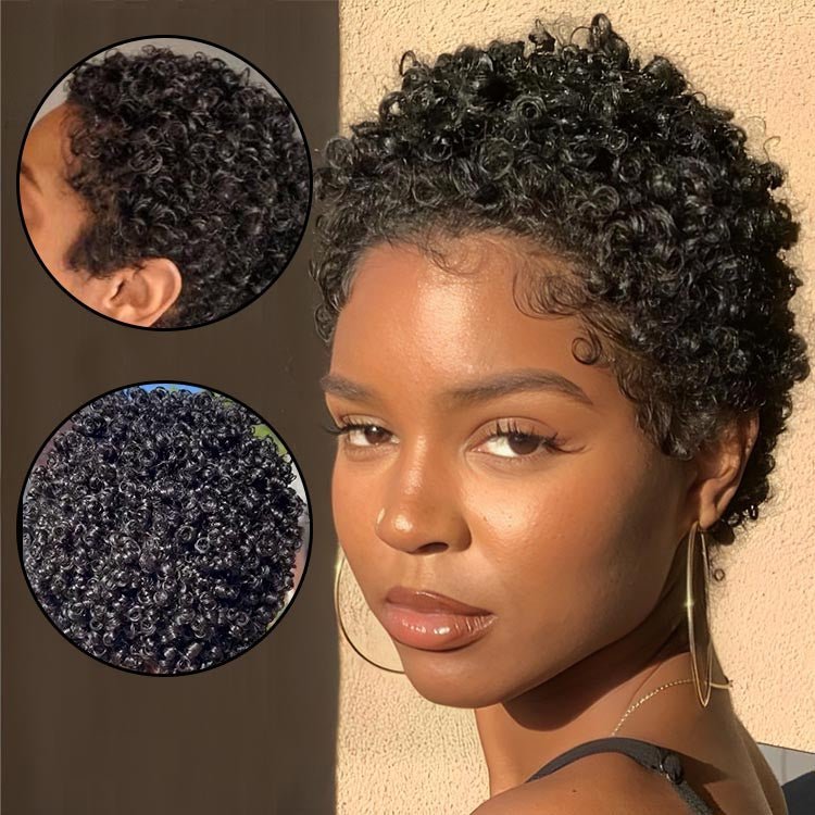 Flash Sale | ReadytoGo Glueless Pixie Dry Perm Short Curly Human Hair - Superlovehair