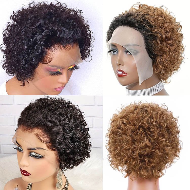 Flash Sale | Short Curly Pixie Cut 13x1 Lace Wig Natural Black & 1B/27 Ombre Glueless Wig - Superlovehair