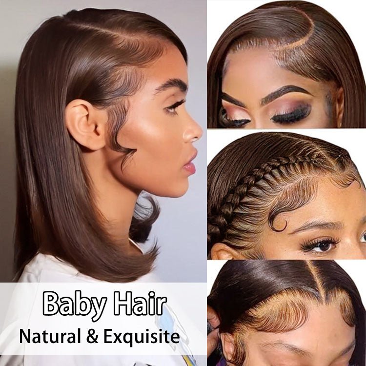 Glueless 13x4 Lace Frontal 2# Straight Bob Wig Human Hair - Superlovehair