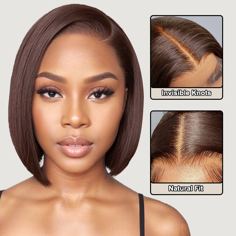 Glueless 13x4 Lace Frontal 2# Straight Bob Wig Human Hair - Superlovehair