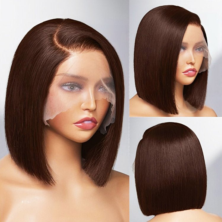 Glueless 13x4 Lace Frontal 2# Straight Bob Wig Human Hair - Superlovehair