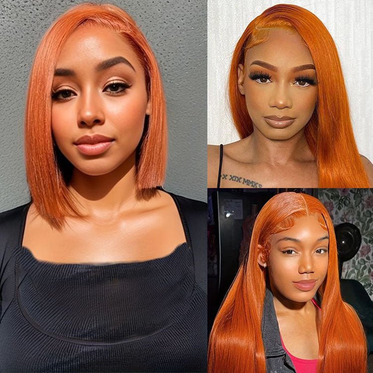 Glueless 13x4 Lace Orange Ginger Bob Wig - Superlovehair