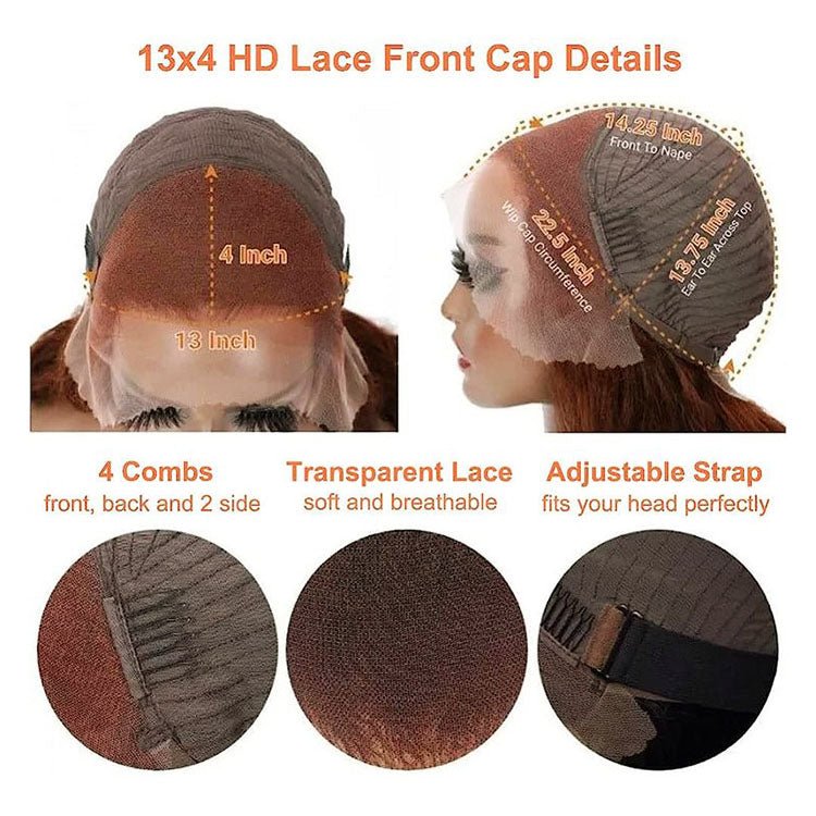 Glueless 13x4 Lace Orange Ginger Bob Wig - Superlovehair