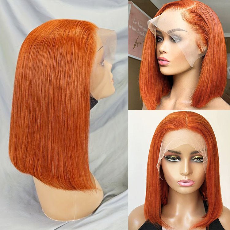 Glueless 13x4 Lace Orange Ginger Bob Wig - Superlovehair