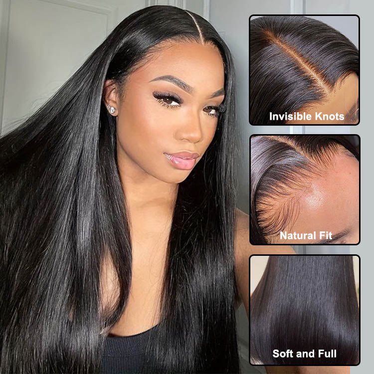Glueless 4×4 Lace Closure Silk Straight Human Hair Peruvian Hair Wig - Superlovehair