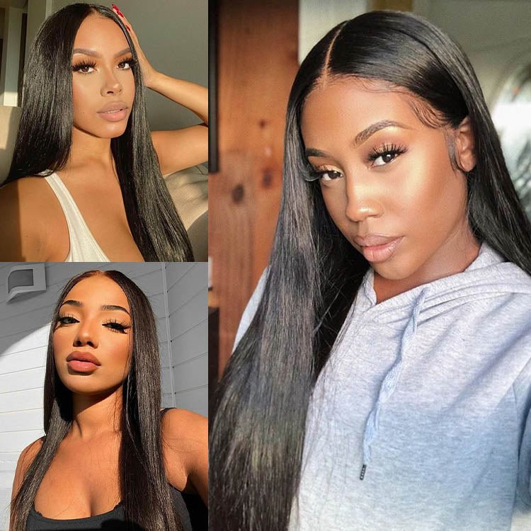 Glueless 4×4 Lace Closure Silk Straight Human Hair Peruvian Hair Wig - Superlovehair