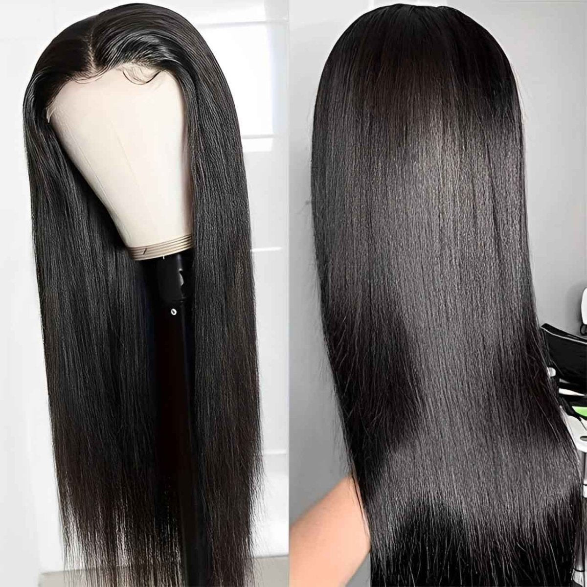 Glueless 4×4 Lace Closure Silk Straight Human Hair Peruvian Hair Wig - Superlovehair