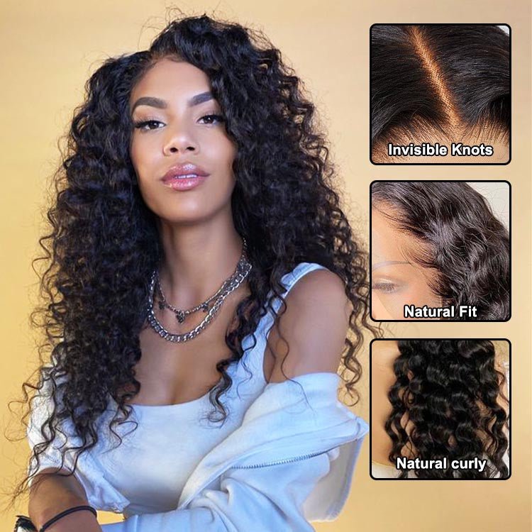 Glueless 4X4 Lace Closure Deep Wave 100% Remy Wig - Superlovehair