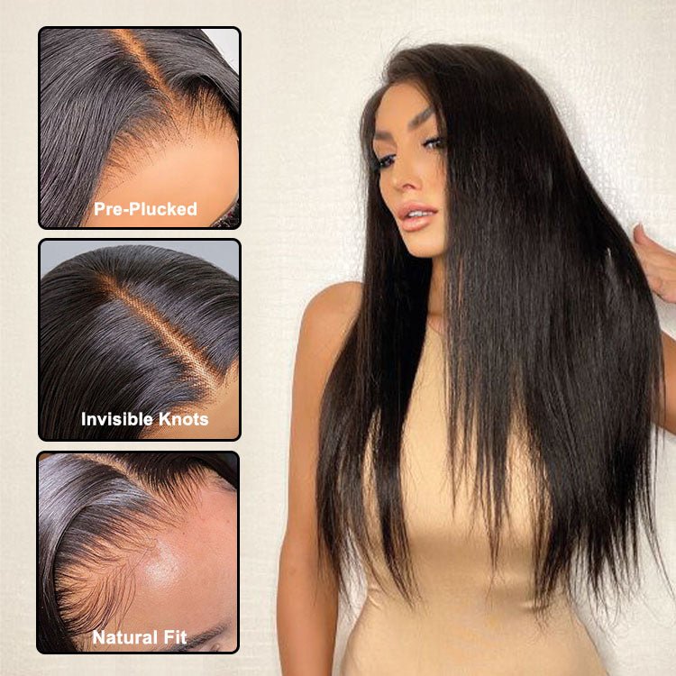 Glueless 4x4 Lace Closure Pre Plucked Straight Wigs - Superlovehair