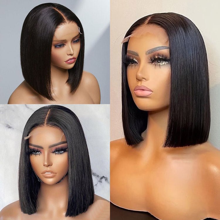Glueless 4X4 Lace Three Part Bob Wigs With Baby Hair 100% Unprocessed Peruvian - Superlovehair