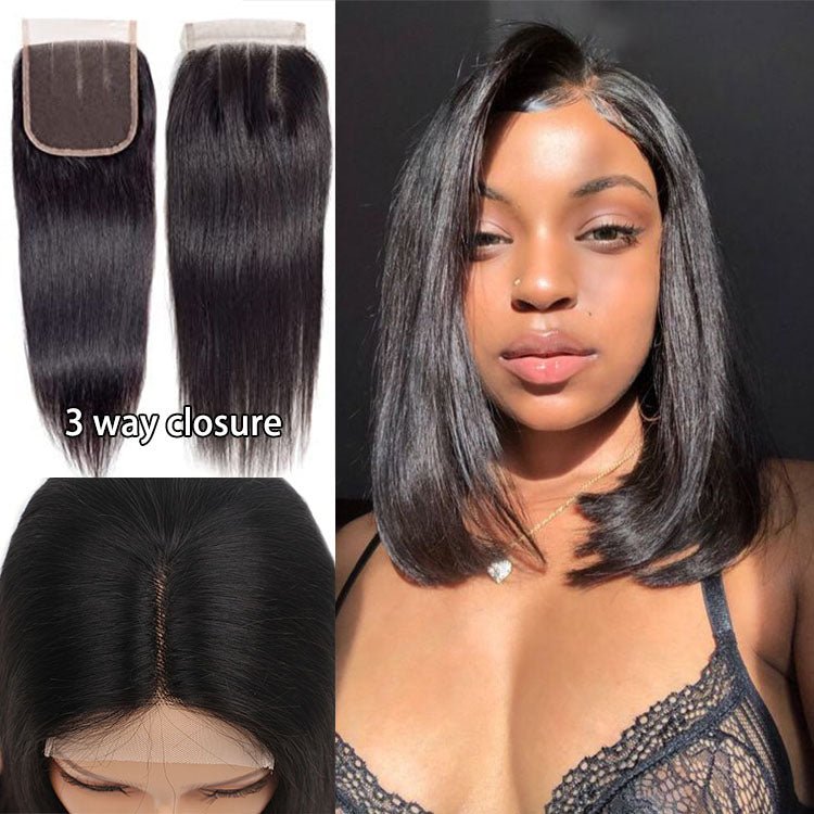 Glueless 4X4 Lace Three Part Bob Wigs With Baby Hair 100% Unprocessed Peruvian - Superlovehair