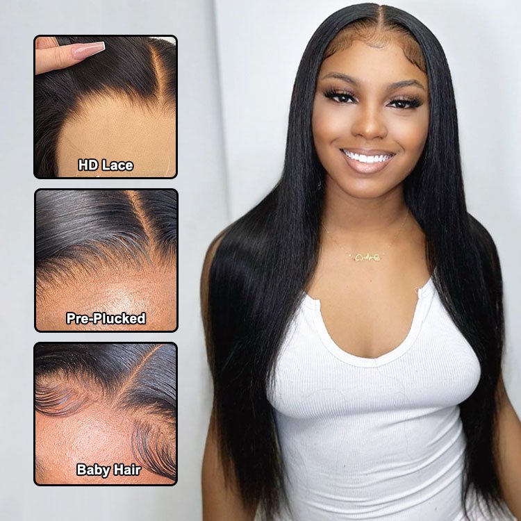 Glueless 6X4 HD Pre Plucked Lace Bleach Knots 20inch Straight Wig With Baby Hair - Superlovehair