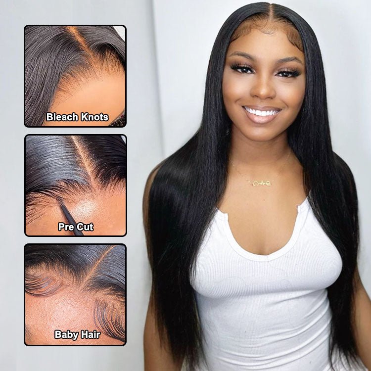 Glueless 6X4 HD Pre Plucked Lace Bleach Knots 20inch Straight Wig With Baby Hair - Superlovehair