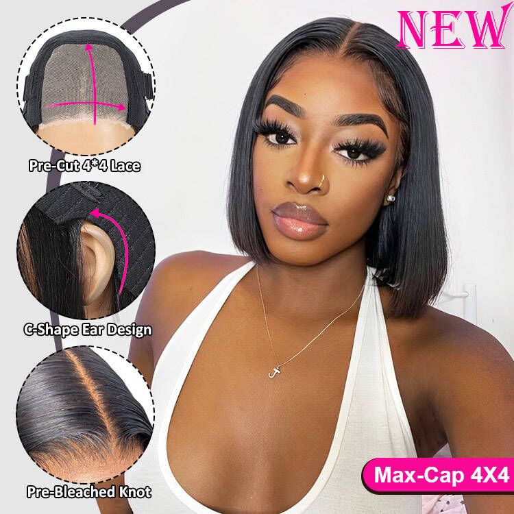 Glueless Max - cap Superlove Wear Go Pre - Cut 10 inch Straight Hair BOB Wig - Superlovehair