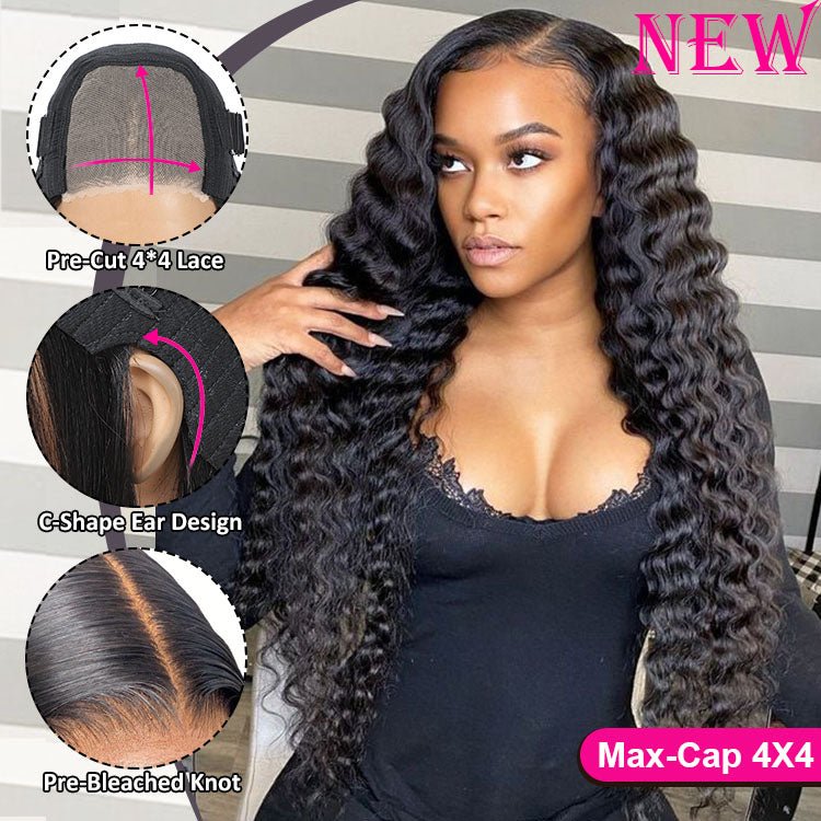 Glueless Max - cap Superlove Wear Go Pre - Cut 20 inch Deep Wave Human Hair Wig - Superlovehair