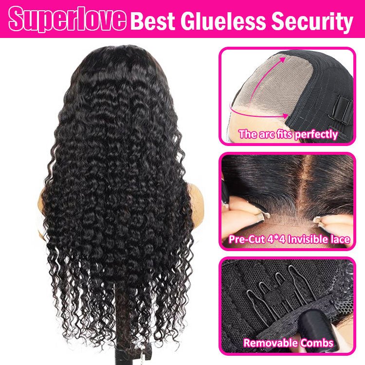 Glueless Max - cap Superlove Wear Go Pre - Cut 20 inch Deep Wave Human Hair Wig - Superlovehair