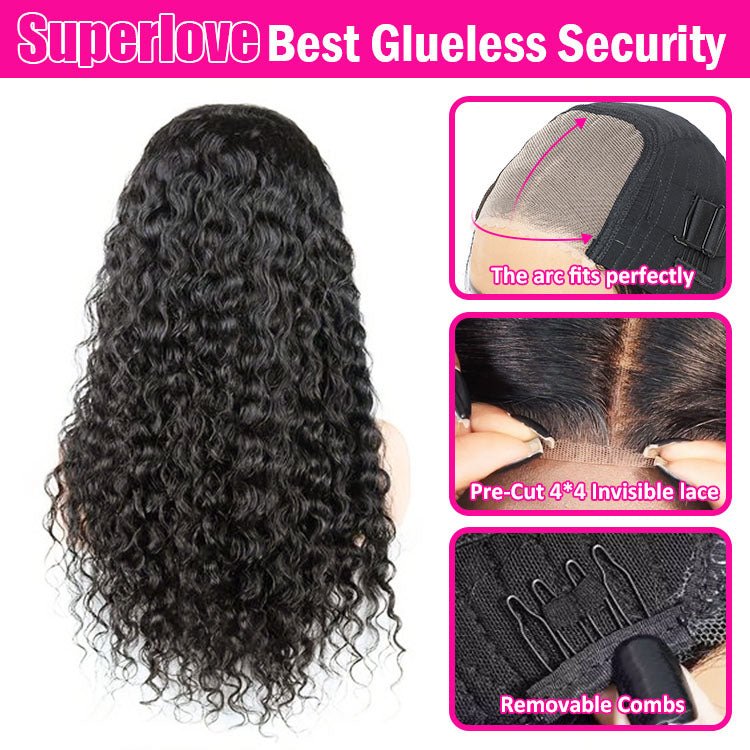 Glueless Max - cap Superlove Wear Go Pre - Cut 20 inch Water Wave Human Hair Wig - Superlovehair