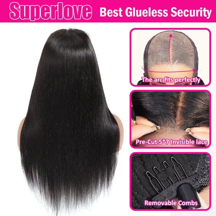 Glueless Max - cap Superlove Wear Go Pre - Cut 5X7 Straight Wig - Superlovehair