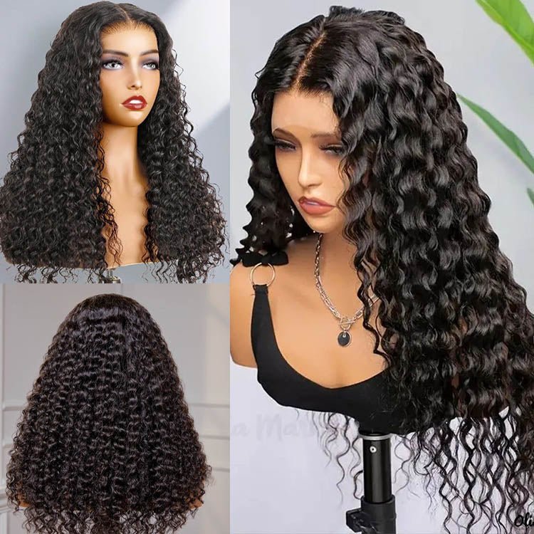 Glueless Mongolian Deep Wave 4x4 Lace Closure Wigs 100% Human Hair Pre Plucked - Superlovehair