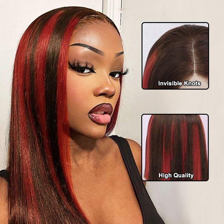 Glueless Straight Bob 4/RED Full Frontal Wig - Superlovehair